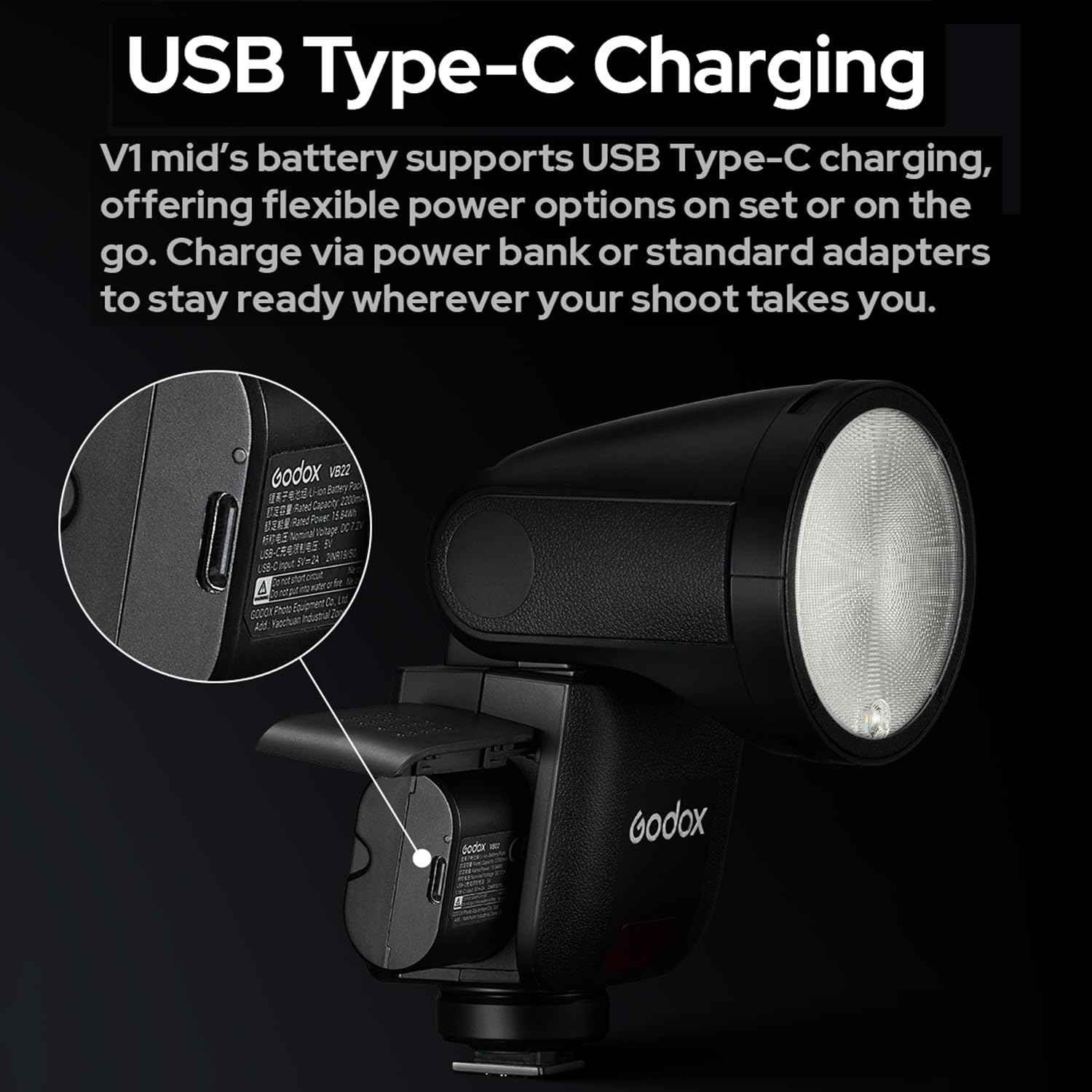 Godox V1 Mid N Flash per Nikon Fotocamere Flash Speedlite,55Ws,2.4G TTL 1/8000 HSS,650 Lampi a Piena Potenza,Tempo Ricarica 1,7s,Batteria al Litio 7,2V/2200mAh,Lampada Pilota LED da 2W con 10 Livelli