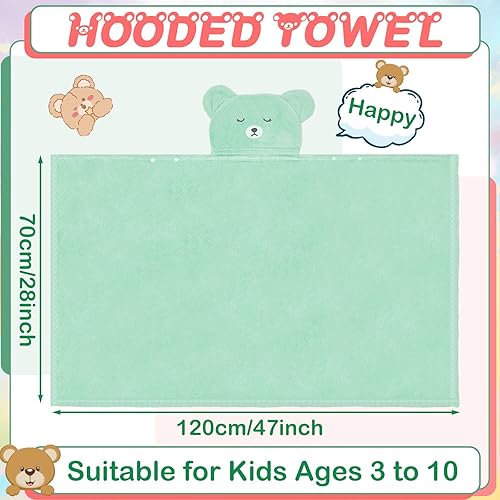 Miniatura 2 de Xtinmee 4 toallas con capucha de 28 x 47 pulgadas para niños de 3 a 10 años, toallas de baño de tamaño grande para niños, toallas de baño