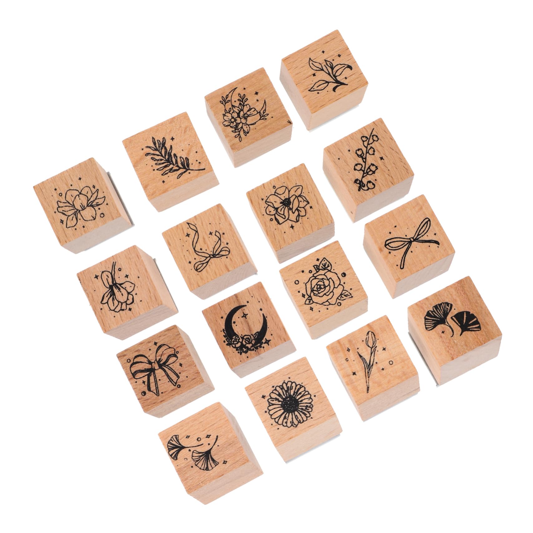 jojofuny 4 Set Timbri per Fiori Timbri Trasparenti Etichette Blocchi Decorativi per per per Scrapbooking per Lavoretti per Libri 16 Pezzi * 4