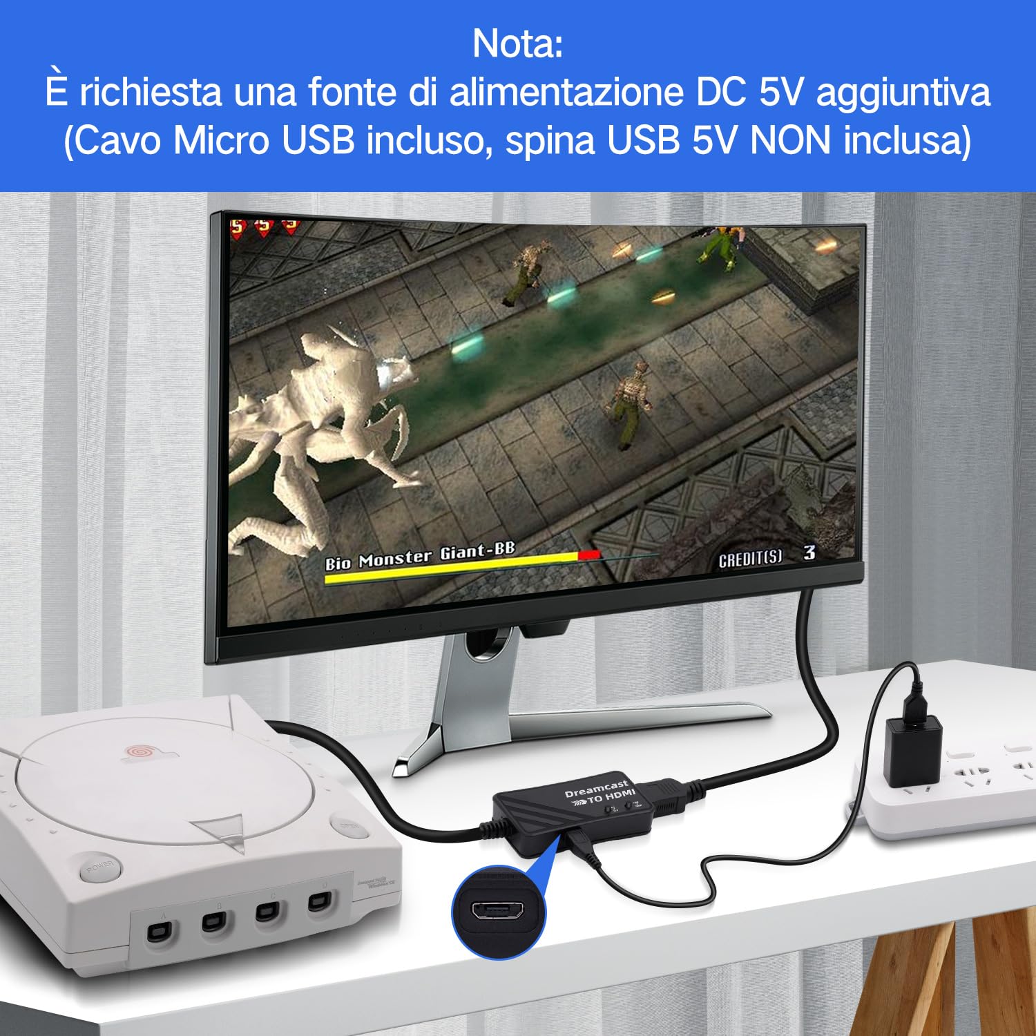 Mcbazel Adattatore HDTV HDMI per Dreamcast, Dreamcast a HDMI Adattatore Convertitore Supporto Del Rapporto Schermo 4:3/16:9, Risoluzione 720p o 1080p