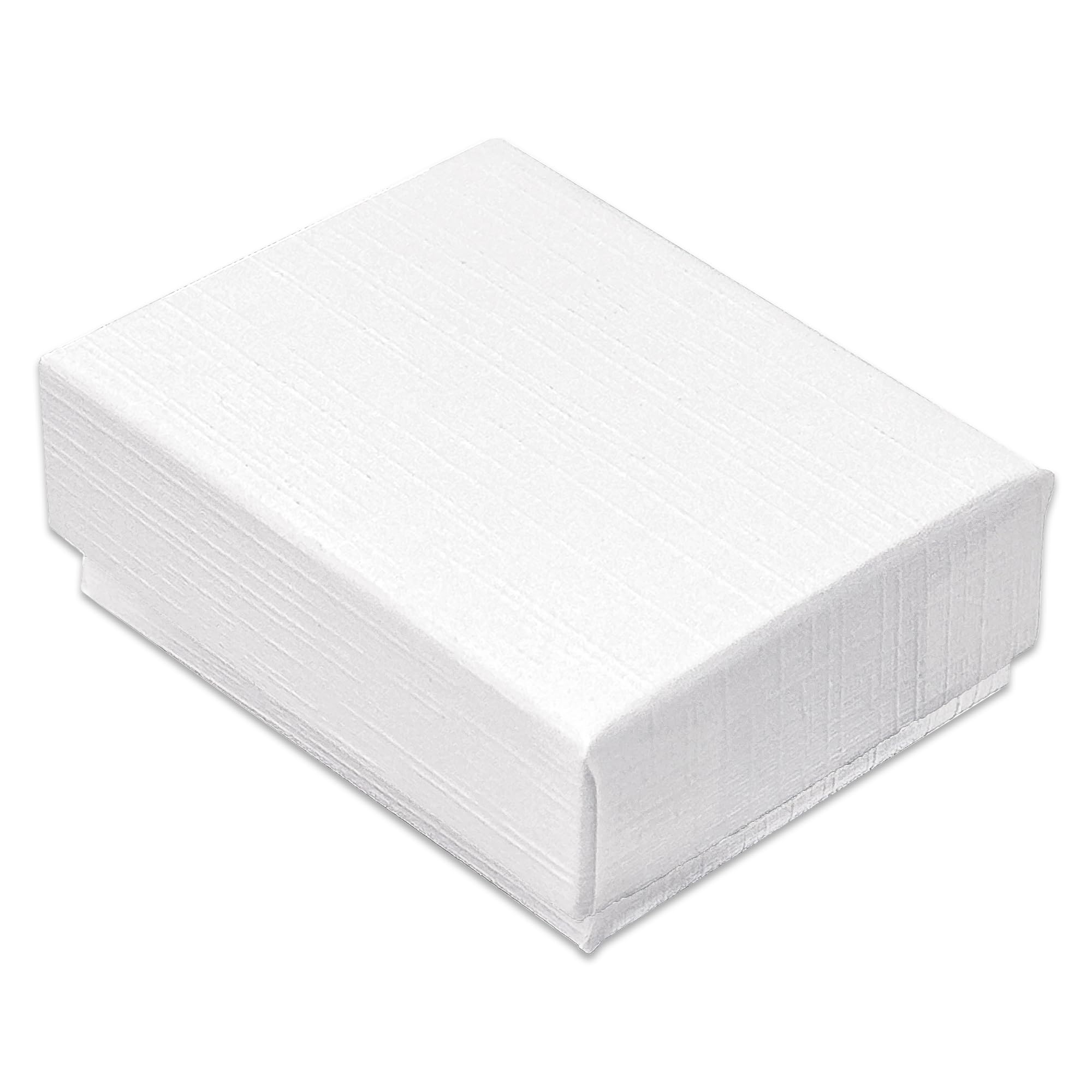TheDisplayGuys - 25-Pack #11 Cardboard Linen Paper Jewelry Gift Boxes w. Cotton Padding - White (2.1" x 1.8" x 0.8")