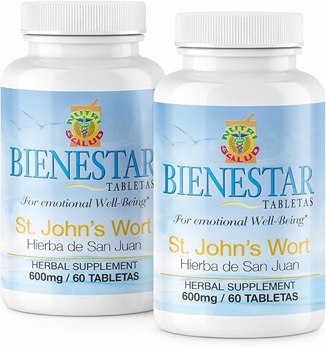 Hierba de San Juan en tabletas. Set de 2 frascos con 60 tabletas c/u. Producto herbolario Natural, ayuda a Promover en la Persona un estado