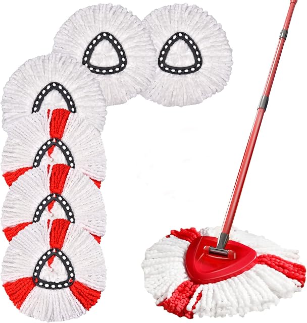 Queta 6 Pcs Spin Replacement Heads Microfibre Mop Refill Head Reusable Mop Heads, 360° Spin Mop for Home Cleaning, Effective Cleaning High Dirt