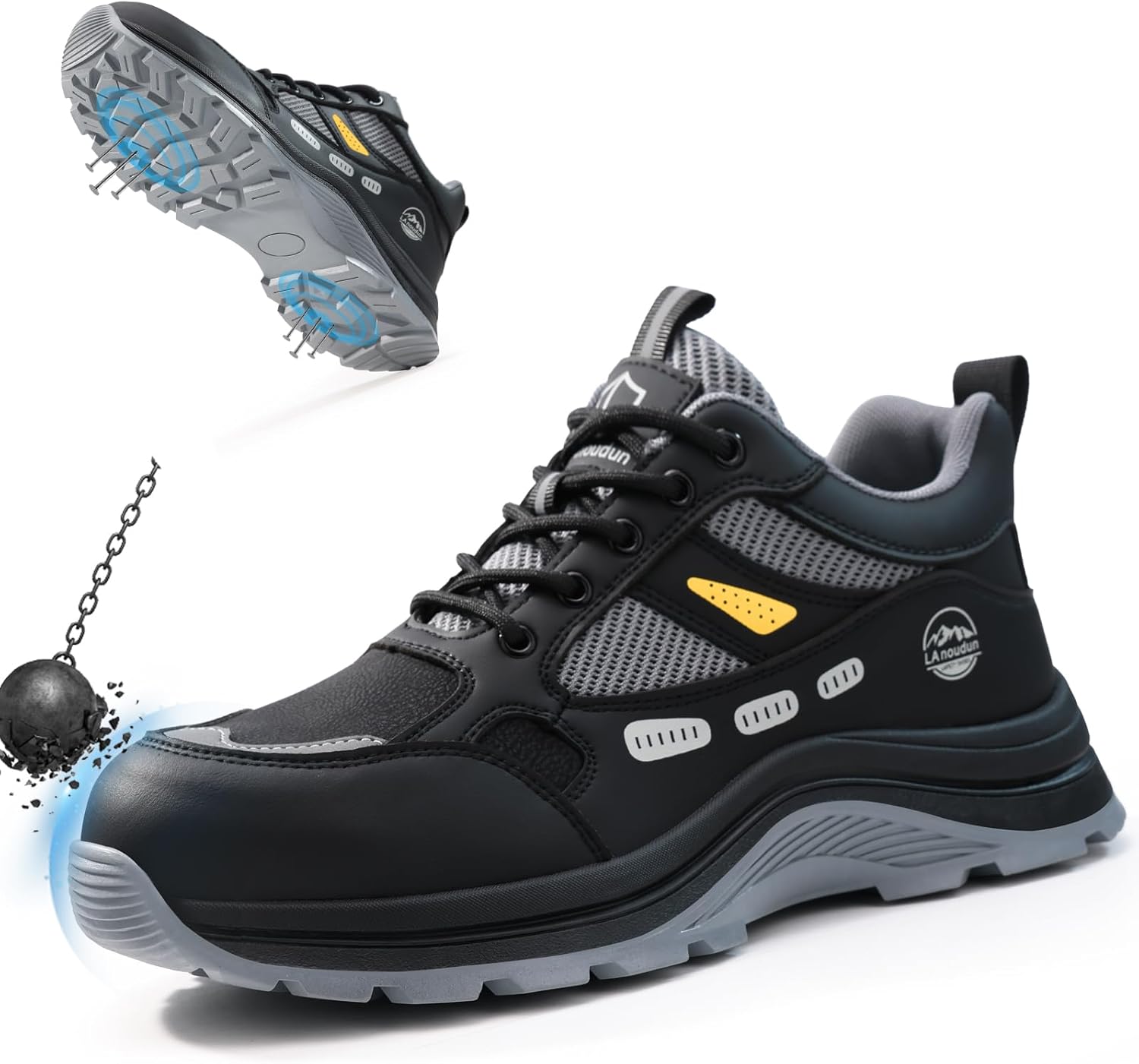Steel Toe Boots for Men Indestructible High Top Work Shoes for Men Comfortable Safety Shoes Puncture Proof Hiking Construction Shoes Botas de Trabajo para Hombre