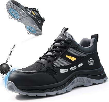 Steel Toe Boots for Men Puncture Resistant Safety Work Boot | Impact-Resistant,Puncture Resistant,Wear-Resistant,Breathable Safety Shoes,High Top,Warehouse,Logistics,Construction