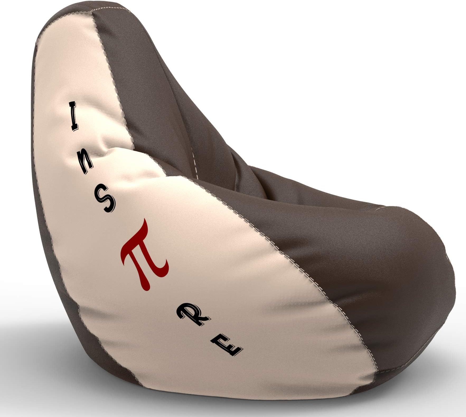 BiggieBean - XXL - Bean Bag with Beans Filled - Inspire Brown Cream - for Teens - Max User Height : 4.5 Ft. - Max User Weight : 45 Kgs - Prefilled Bean Bags (Design : Inspire Brown Cream)