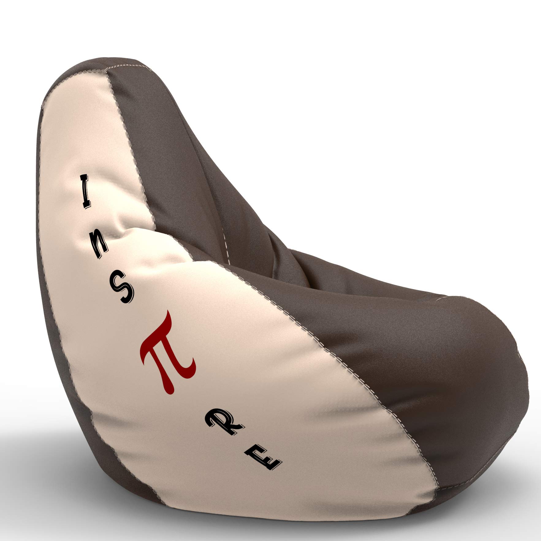 BiggieBean - XXL - Bean Bag with Beans Filled - Inspire Brown Cream - for Teens - Max User Height : 4.5 Ft. - Max User Weight : 45 Kgs - Prefilled Bean Bags (Design : Inspire Brown Cream)
