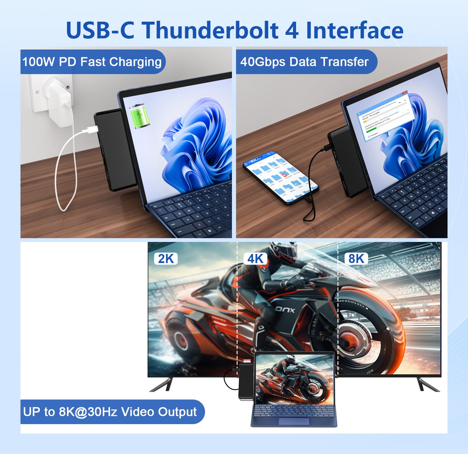 Surface Pro 9 Docking Station Compatibile Surface Pro10/11/X - Surface 9 Pro Adattatore con Thunderbolt 4 (Display+Dati+100W PD), 4K HDMI,USB 3.0,SD/TF Solt, audio 3,5 mm Accessori Surface Pro 9 Hub Surface Pro 9 Docking Station Compatibile Surface Pro10/11/X - Surface 9 Pro Adattatore con Thunderbolt 4 (Display+Dati+100W PD), 4K HDMI,USB 3.0,SD/TF Solt, audio 3,5 mm Accessori Surface Pro 9 Hub