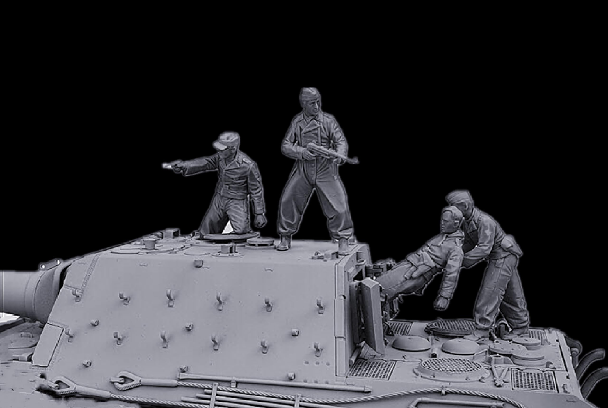 TRUEGRIS 1/35 WWII German Tank Soldier Resin Model Kit Unpainted and Unassembled (4 people, no tank) //k5w3J6