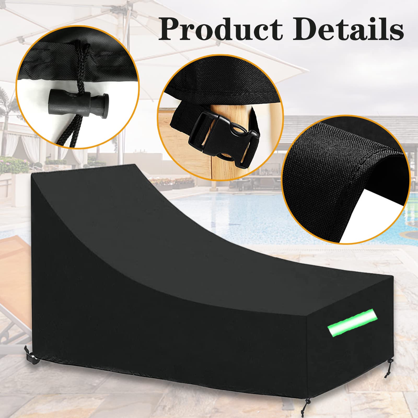 Lot de 2 housses de protection pour chaise longue - Imperméables - Coupe-vent - 210D - 200 x 75 x 40/70 cm