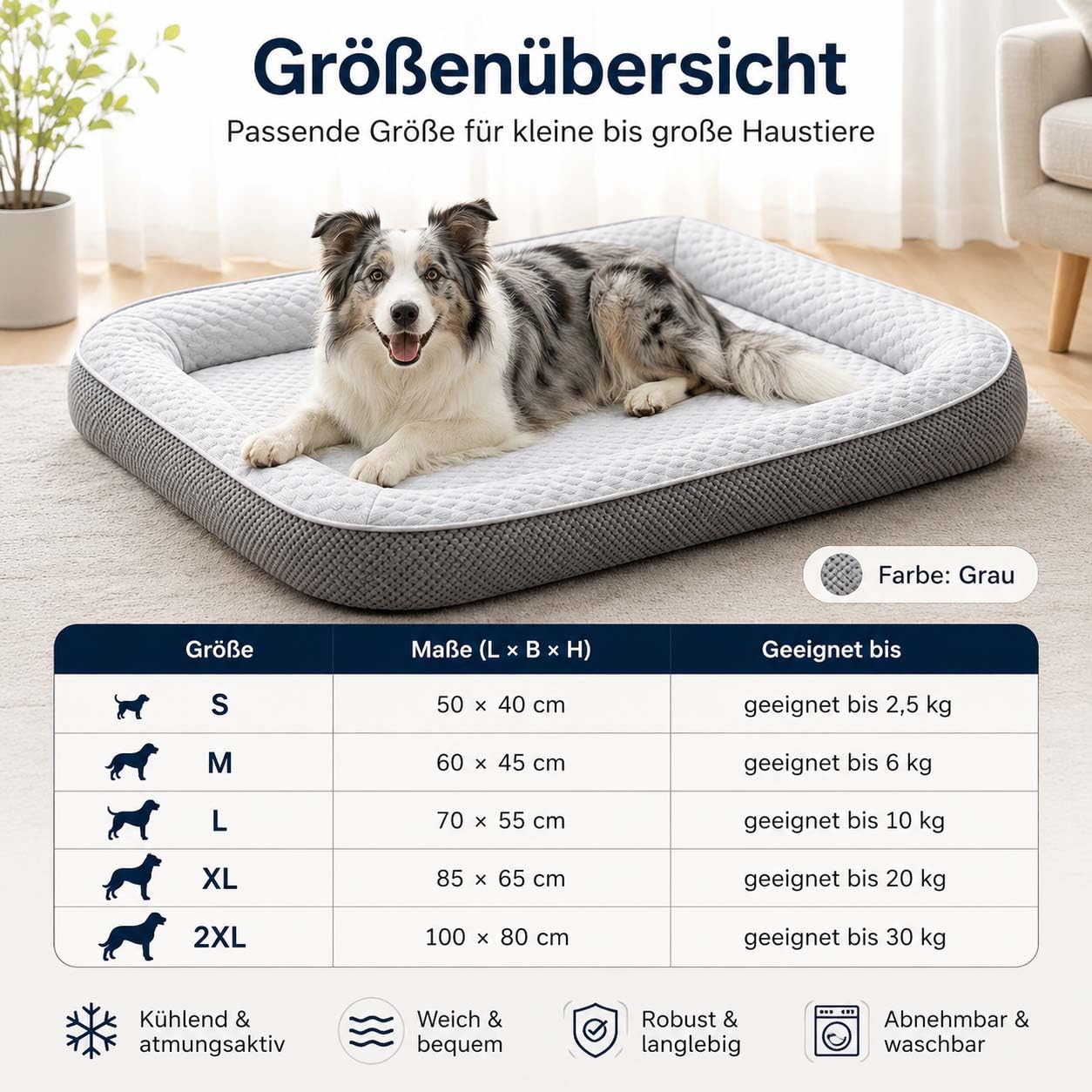 Leyof Premium Kühlkörbchen für den Sommer mit 3D-Mesh-Kühlmatte – Atmungsaktiv, Waschbar & rutschfest, Selbstkühlende Eisgarnfaser für Hunde & Katzen (Grün,XL)