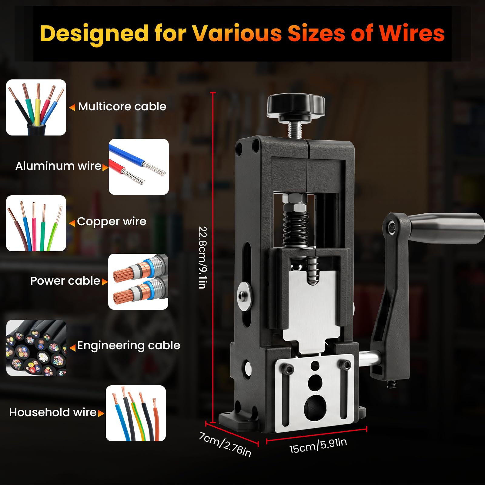 Dénudeur Câble Electrique pour Câble 1-25 mm,Machine à Dénudeur le Cuivre,avec Manivelle ou Perceuse,Machine a Dénudeur pour Recyclage Cuivre Des Fils(Contient 2 Lames)