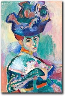 Canvas Painting Posters and Prints Wall Art Pictures Henri Matisse Woman with a Hat Fauvist Painting Modern Woman Portrait Painting Abstract Art Printable Wall Art Modern Home Bedroom Decor 12x18inch without Frame