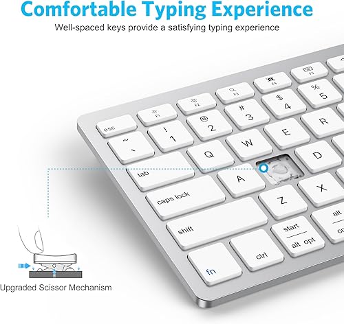 Miniatura 6 de Emetok Teclado Bluetooth universal para iPad, teclado con tecnología BLE mejorada con conexión inquebrantable, duración de la batería de 18 meses,