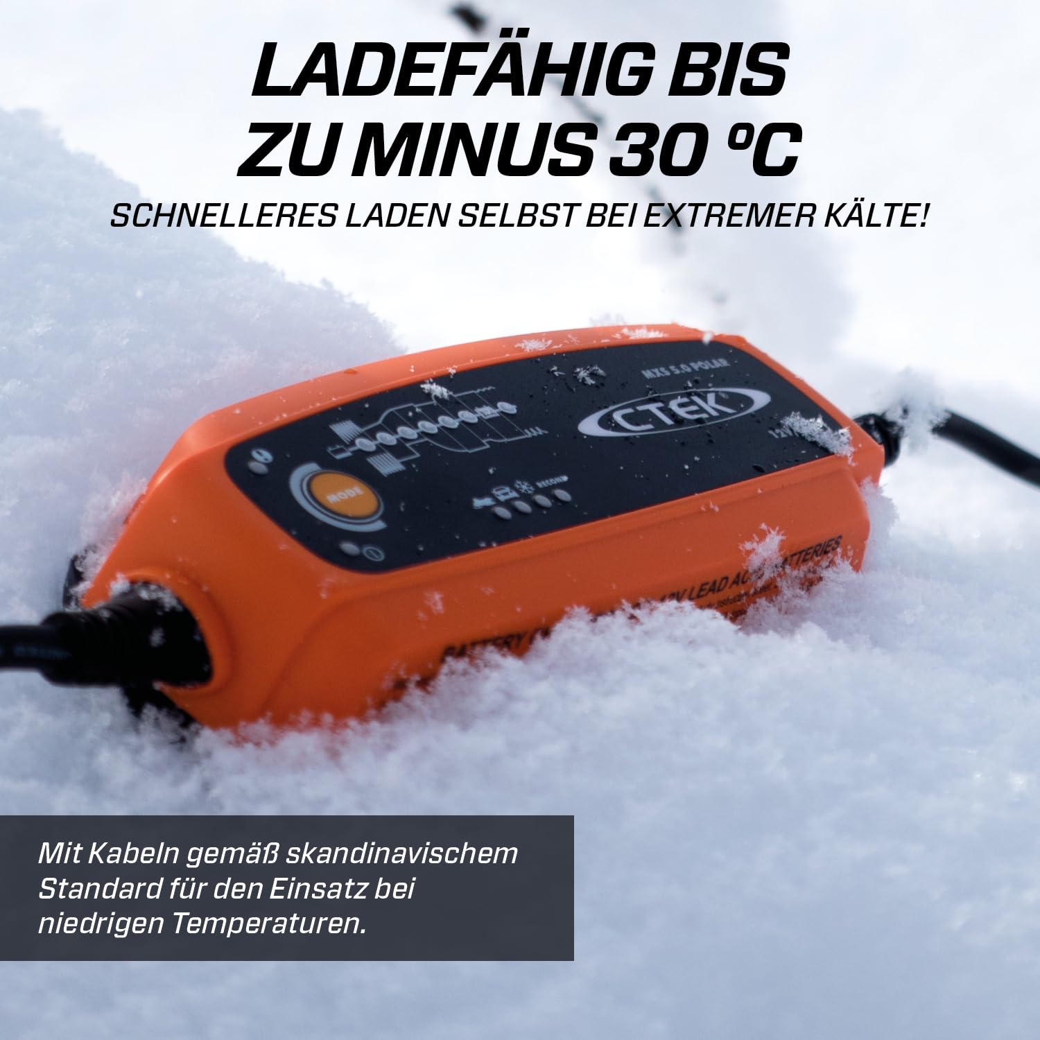 CTEK 5.0 Polar, Batterieladegerät 12V Für Extreme Kälte, Erhaltungsladegerät, Intelligentes Ladegerät Auto Und Motorschlitten, Batteriepfleger Mit Entsulfatierungsprogramm Und Rekonditionierungsmodus