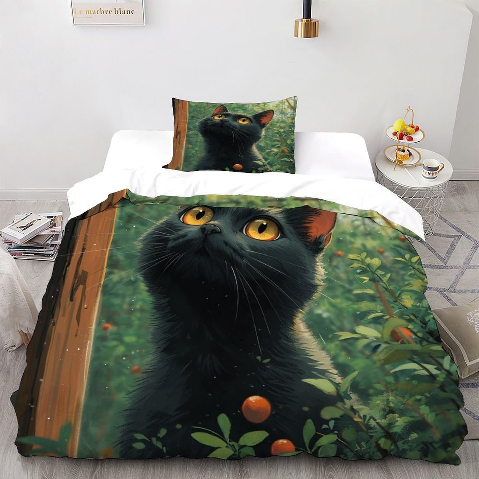 Chat noir housse de couette 2 pièces pour créer une ambiance cosy de nature