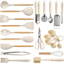 CAROTE 22pcs Silicone Cooking Utensils Set, 446&deg;F Heat Resistant Kitchen Utensils Gadgets Set, Spatula, Turner, Whisk, Tongs