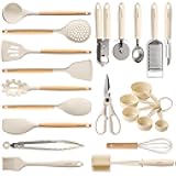 CAROTE 22pcs Silicone Cooking Utensils Set, 446°F Heat Resistant Kitchen Utensils Gadgets Set, Spatula, Turner, Whisk, Tongs