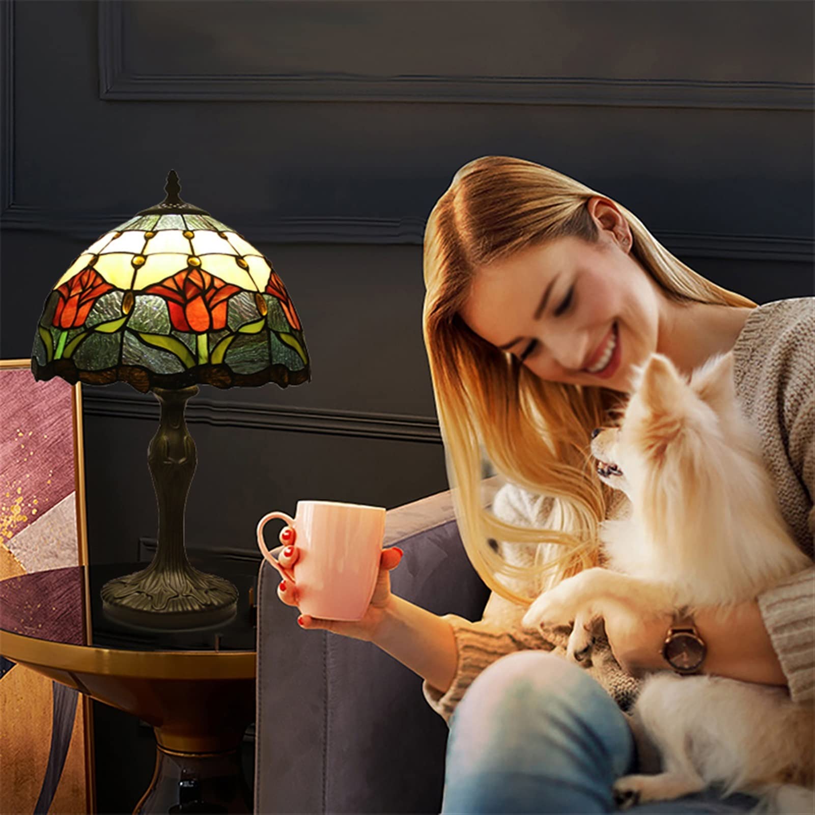 Amazon.co.jp : ティファニースタイルテーブルランプ、12インチ農村