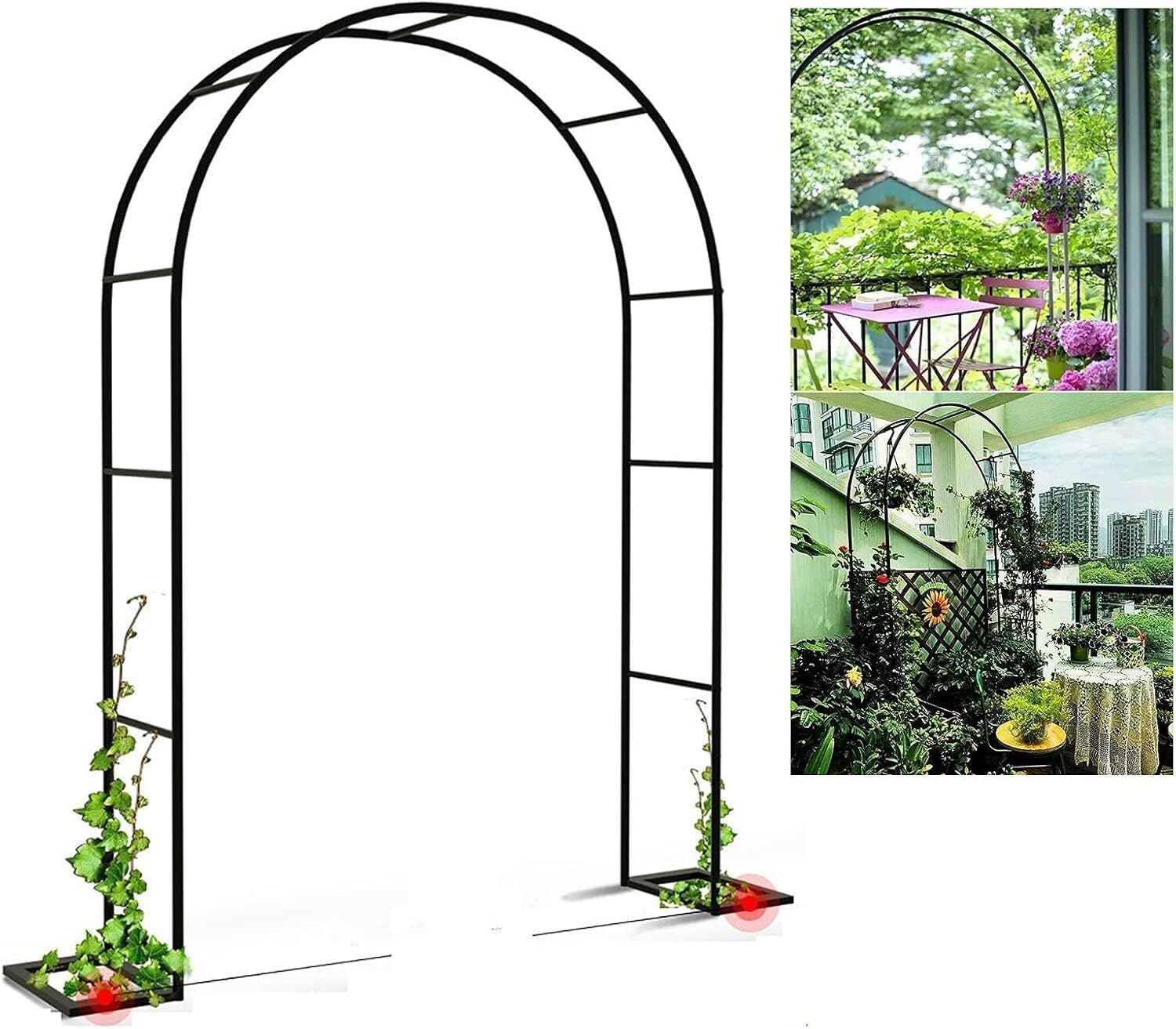 bettght Garden arch,Metal Garden Arch Trellis for Climbing Plants - 2.0m, 2.2m, 2.3m High Outdoor Arbour for Weddings & Garden Decor - Black - L180xW40xH220cm(180 x 220 x 40 cm)