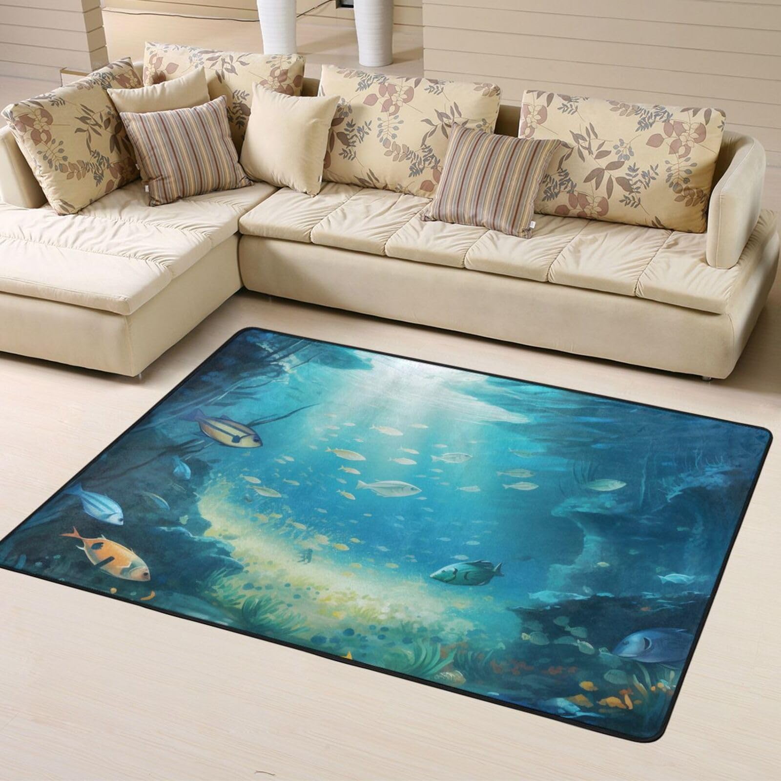 Tapis rectangulaire à poils courts facile à nettoyer pour chambre enfant grotte