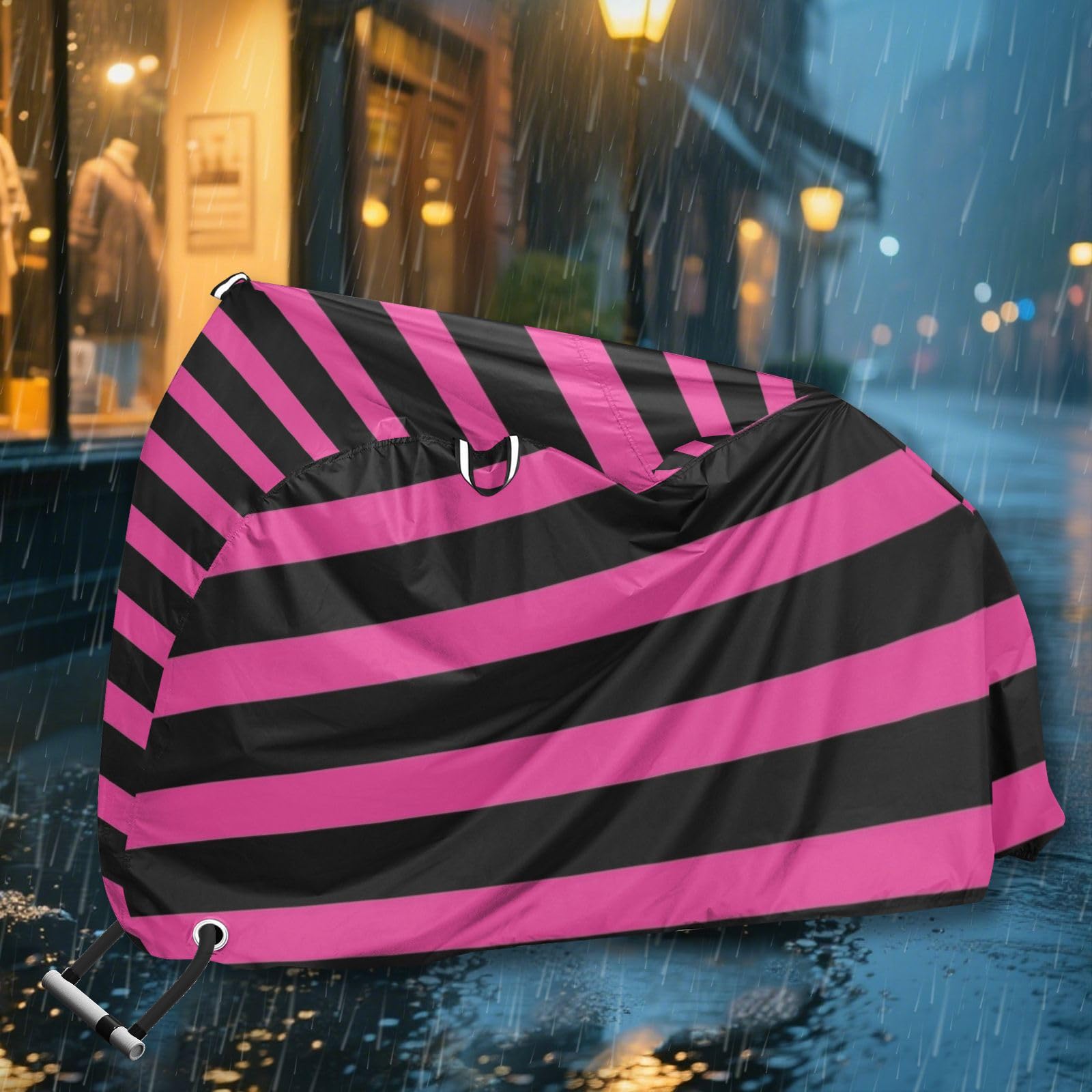 Housse de vélo imperméable avec trous de verrouillage - Résistante aux UV - Pour intérieur et extérieur - Compatible avec la plupart des accessoires de vélo - Noir et rose