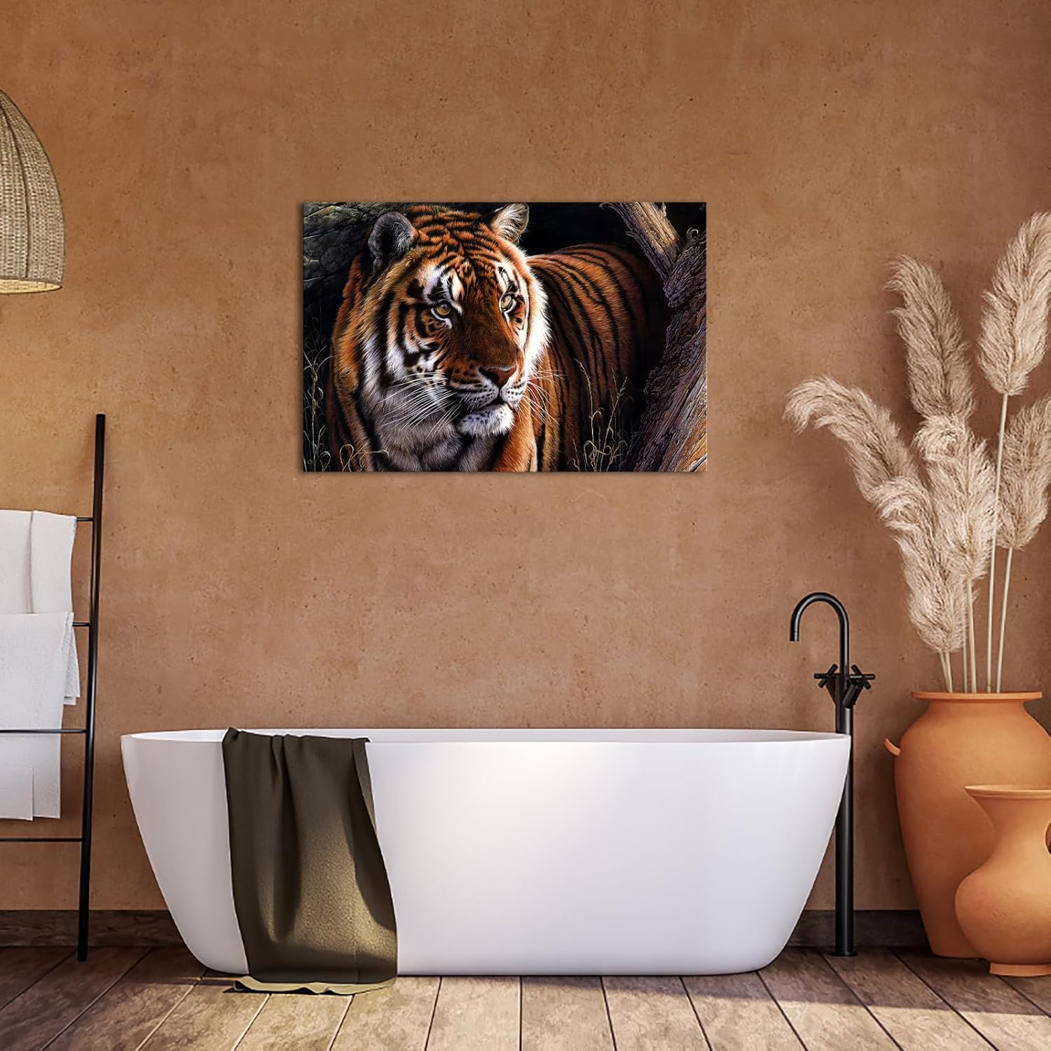 KLVOS Wild Animal Canvas Wall Art A Ferocity Royal Bengal Tiger Pictures for Wall Painting Print on Canvas Framed Contemporary Art for Men Boy Bedroom Home Modern Decoration 24inch x 36inch - Image 5