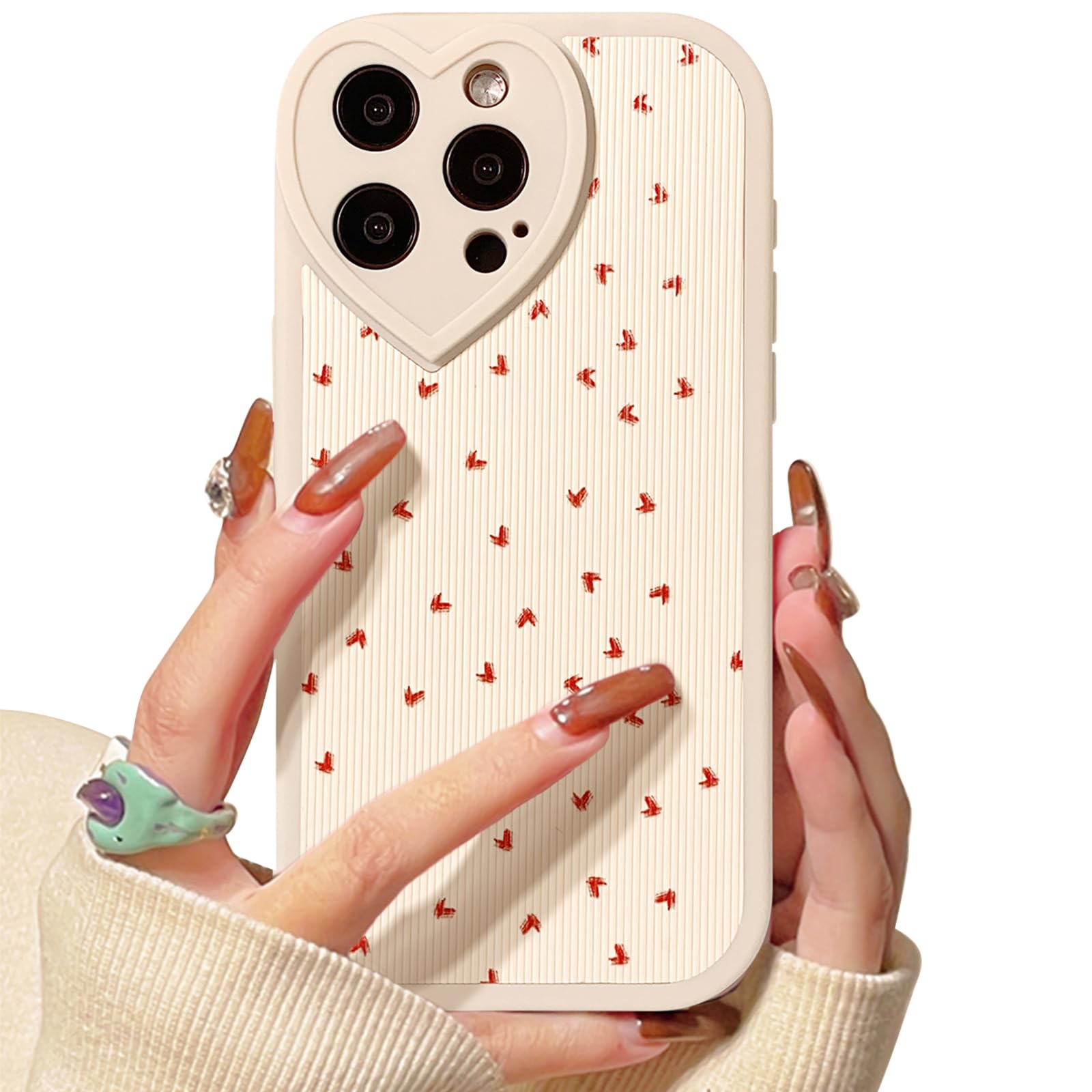 Lovmooful Compatible for iPhone 13 Pro Case Cute Small Heart with Love Lens Bumper Protector for Girls Women Soft TPU Shockproof Protective Girly for