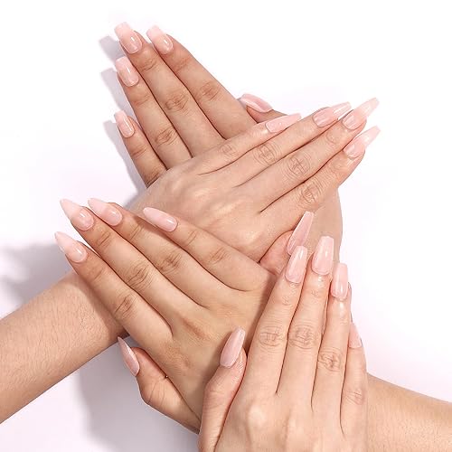 Miniatura 7 de Wilfniee Puntas de uñas de gel precoloreadas, 240 uñas cortas de ataúd, uñas a presión con gel 3 en 1, 15 tamaños, puntas de uñas de gelatina de