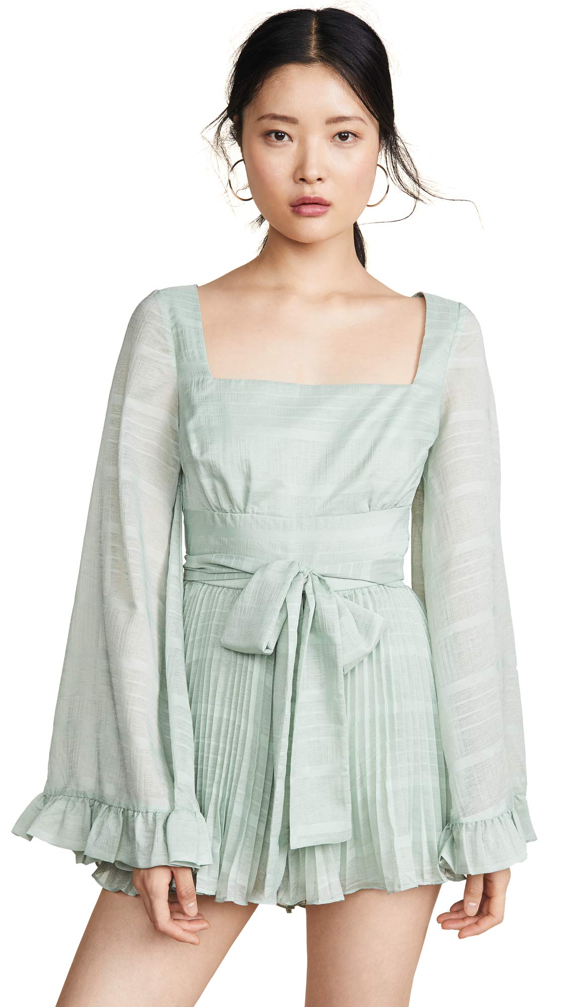 Keepsake the Label Women's CHARMER BELL SLEEVE PLEATED DRESS ROMPER PLAYSUIT Rompers