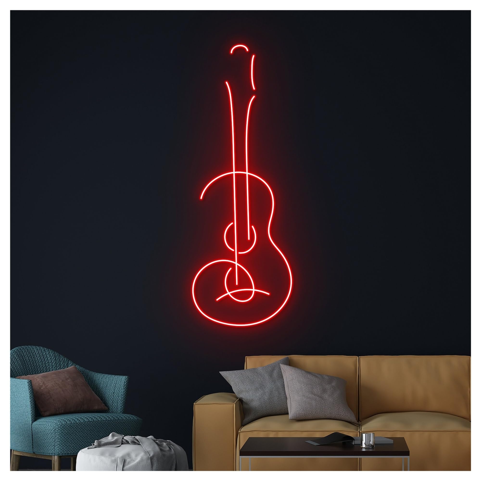 Insegna al Neon Insegna Al Neon Per Chitarra, Chitarrista, Luce LED Dimmerabile Per Negozio Di Strumenti Musicali, Studio, Sala Espositiva, Decorazione Lampada 45cm