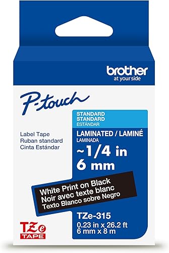 Miniatura 138 de Brother - Cinta de etiquetas laminadas P-touch M31, prémium, 0.47 pulgadas de ancho x 26.2 pies de largo, negra sobre transparente mate Negro sobre