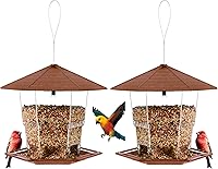 Vista 9 de Comederos para pájaros para exteriores Comedero para pájaros colgante para pájaros salvajes, semillas, negro