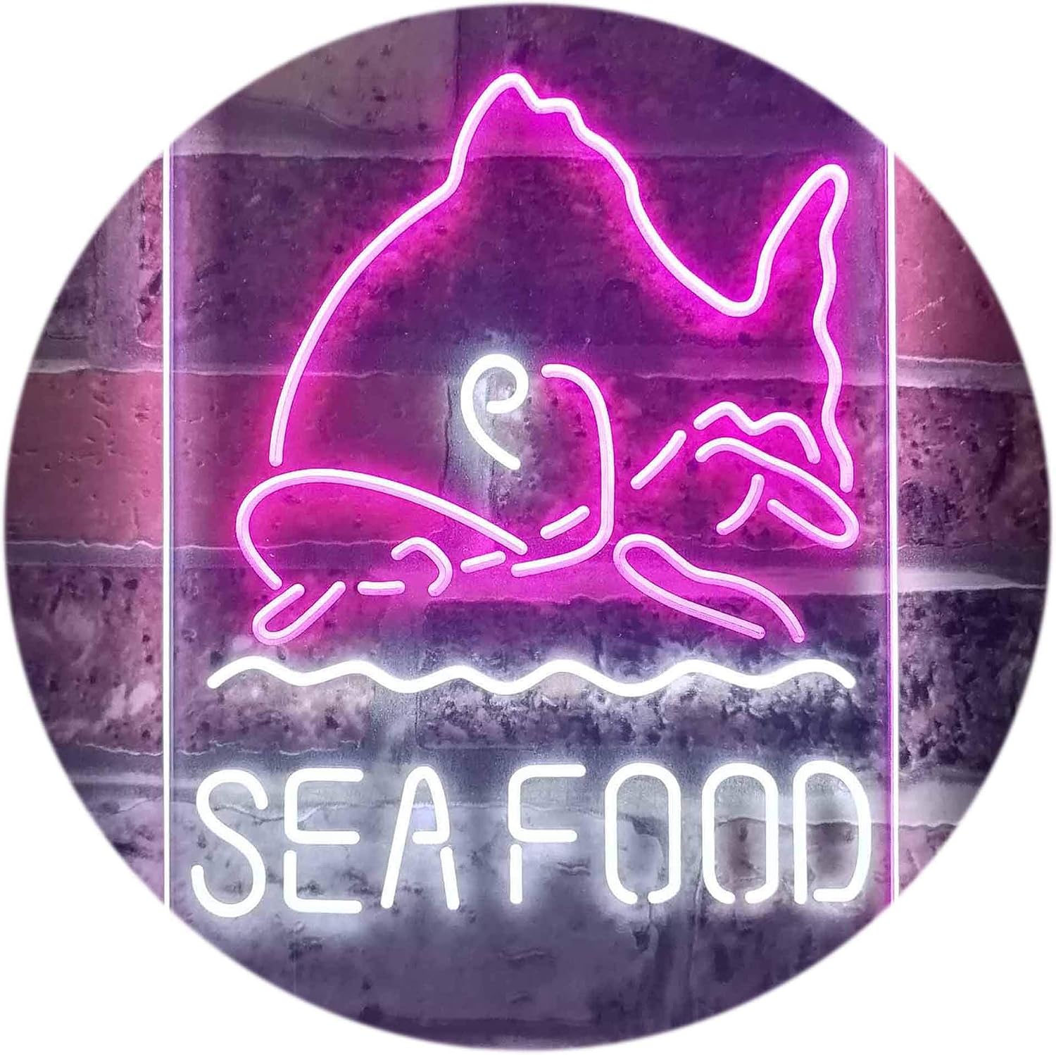 ADVPRO Sea Food Restaurant Fish Dual Color LED Neon Sign White & Purple 16" x 24" st6s46-i2070-wp