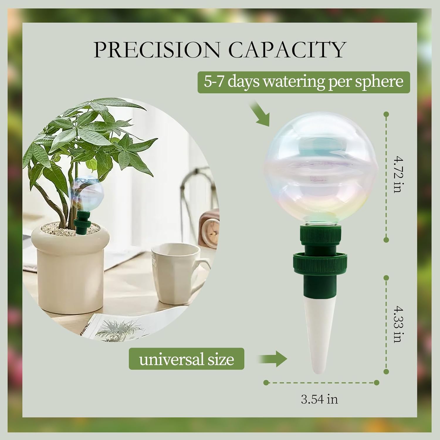 4 Pack Glass Self-Watering Globes for Plants, 6oz Automatic Plant Waterer Bulbs with Terracotta Slow Release Spikes, Vacation Indoor Outdoor Houseplant Watering Devices