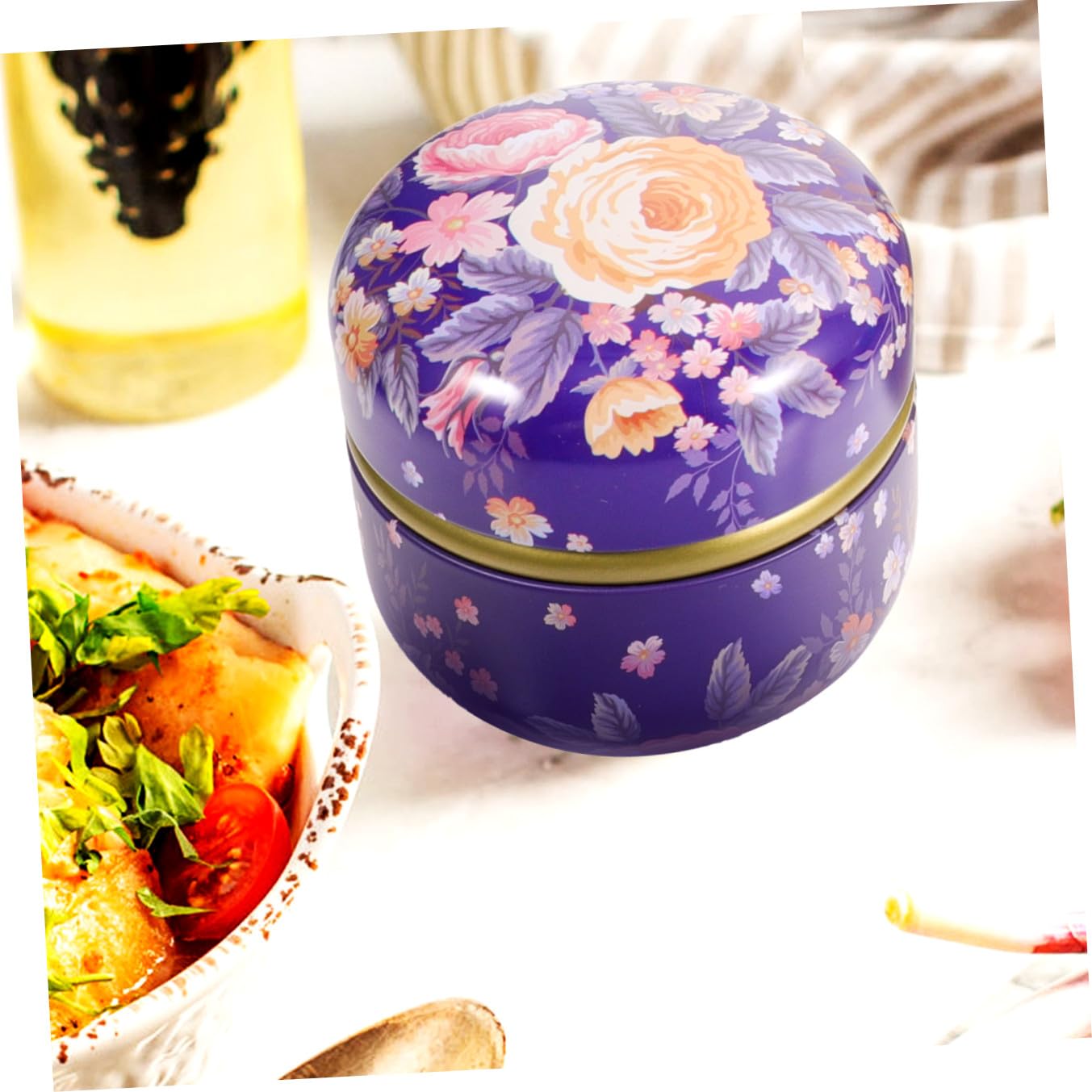 BESTYASH Contenitori in Latta in Stile Retrò Set 4 Pezzi con Coperchio Barattoli Decorativi Multiuso e Resistenti per Tè e Dolci per Decorazione Festiva