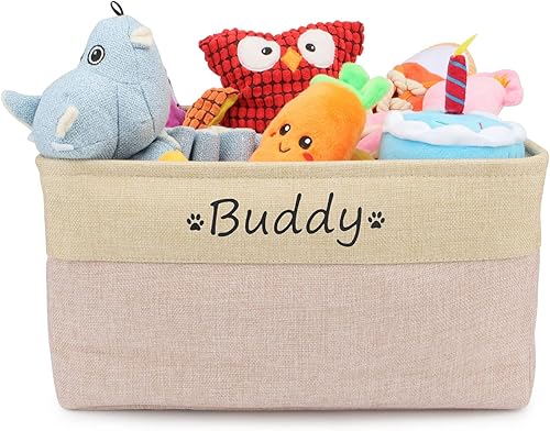 Miniatura 7 de Canasta de almacenamiento personalizada de juguetes para perros, plegable, personalizable, con nombre de la mascota, caja organizadora para