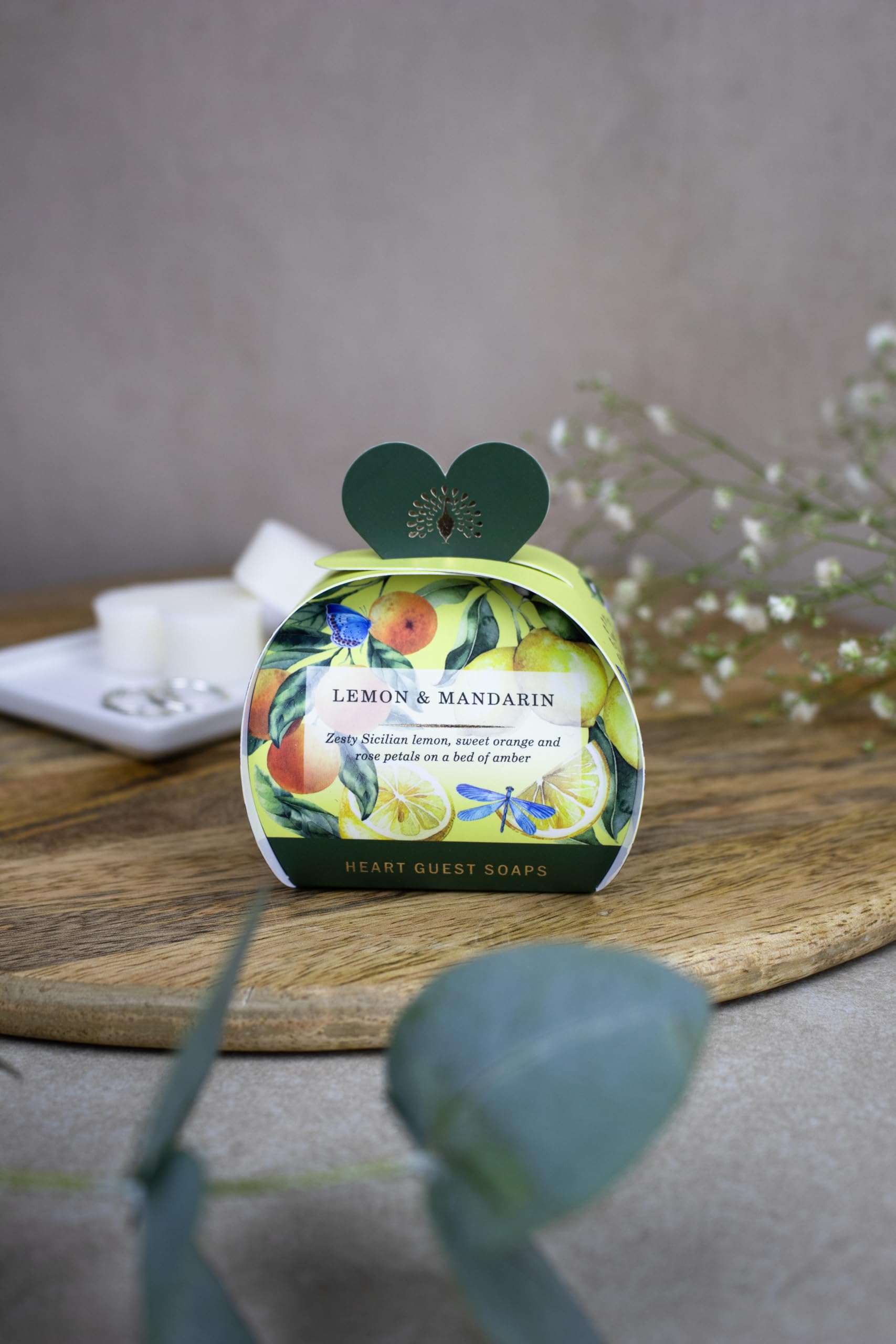 The English Soap Company, Luxury Packed Guest Soaps, Lemon & Mandarin, 3x20g