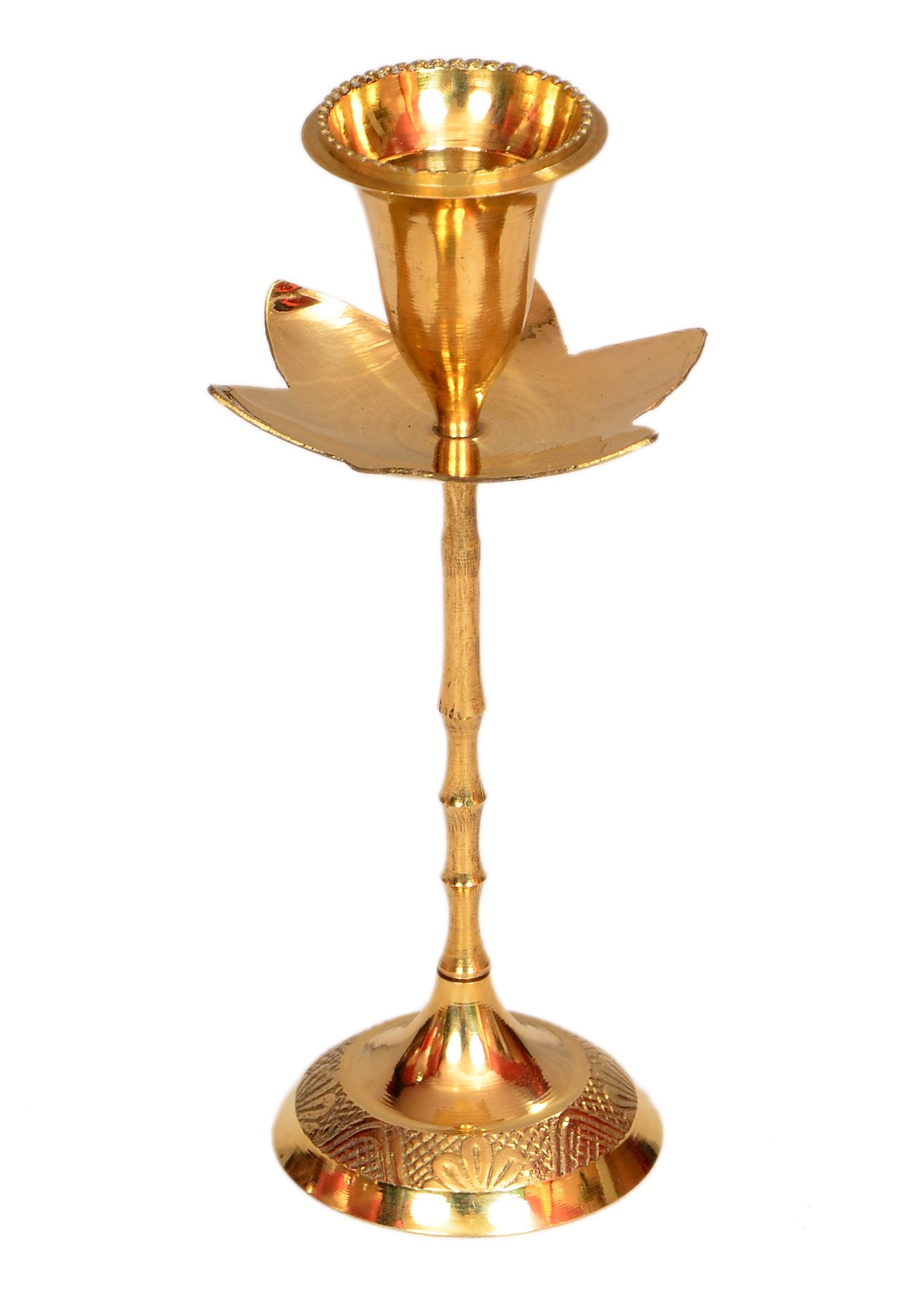 E-Handicrafts Brass Candle Stand Holder for Decoration 6.5 Inches (Gold)
