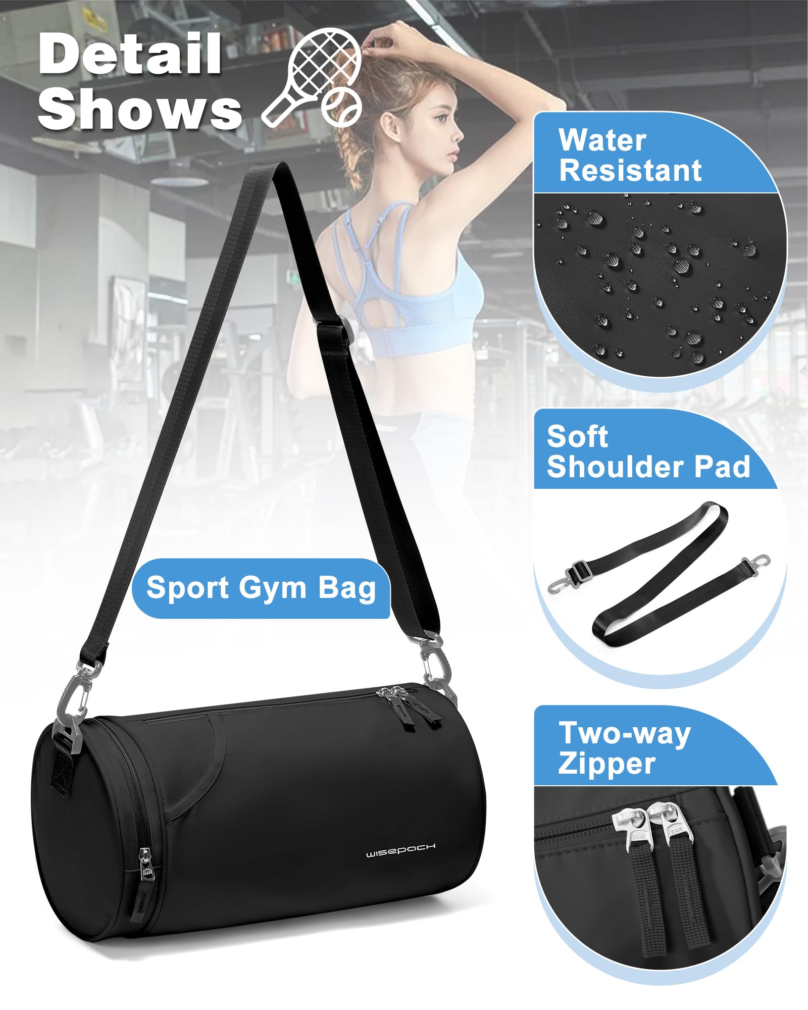 Bolsa de gimnasio, a2-Negro, Small, Bolsa de gimnasio