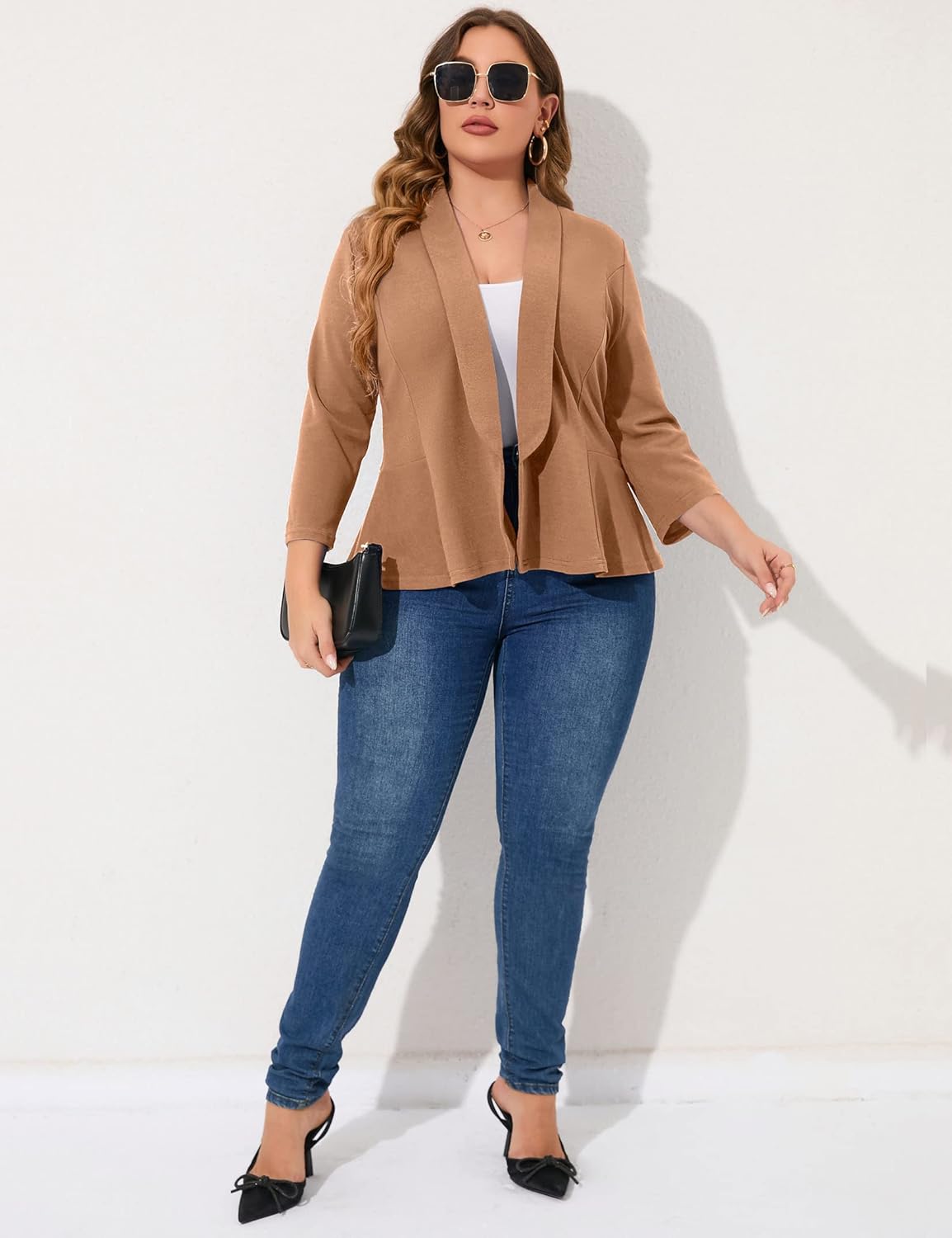KOJOOIN Women Plus Size Casual Blazer Open Front Long Sleeve Work Office Cardigan Jackets - Image 5