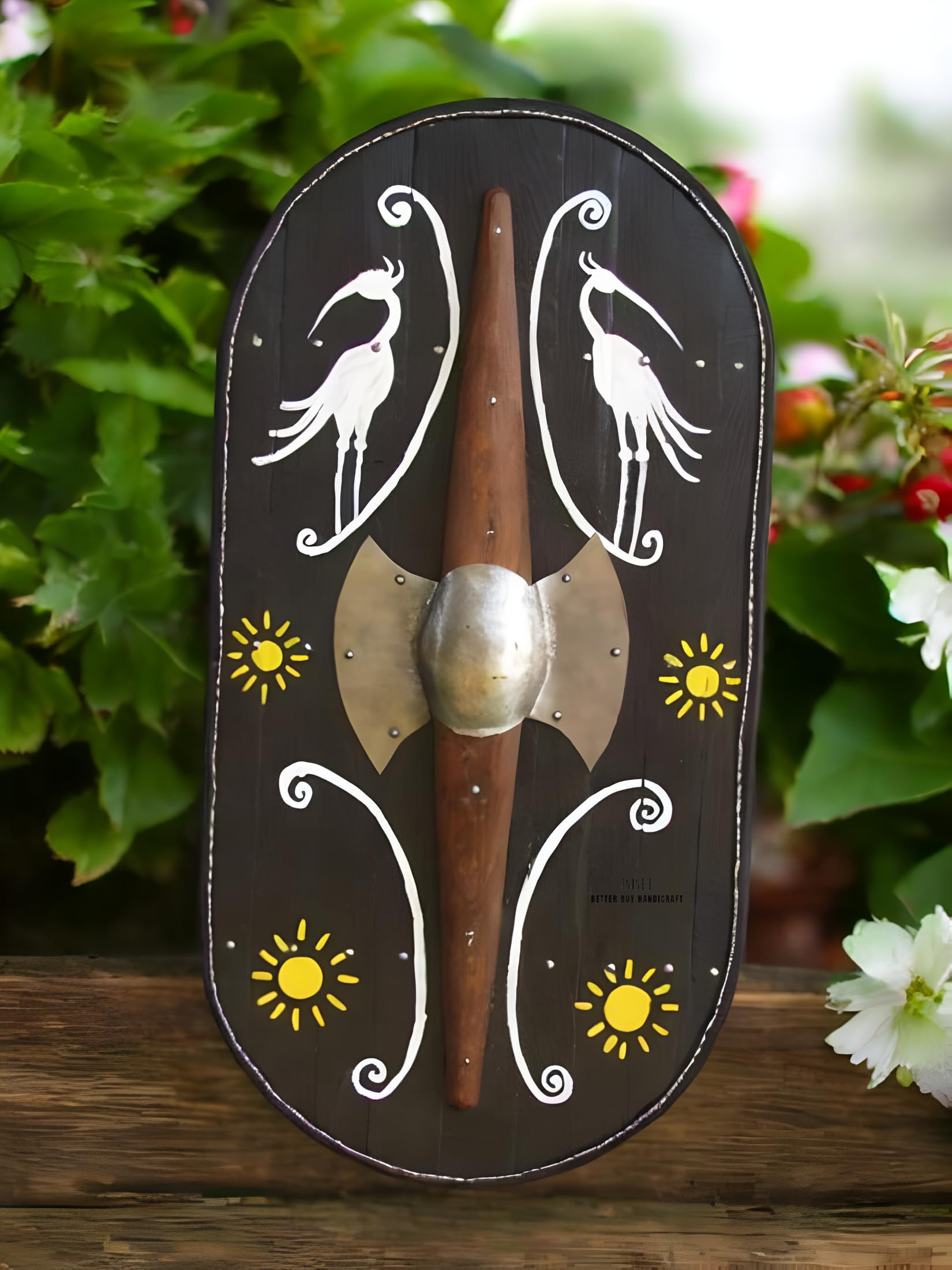Bouclier de bataille celtique Viking 71,1 cm, bouclier médiéval, bouclier guerrier celtique, nœud celtique noir, noir, 71 cm