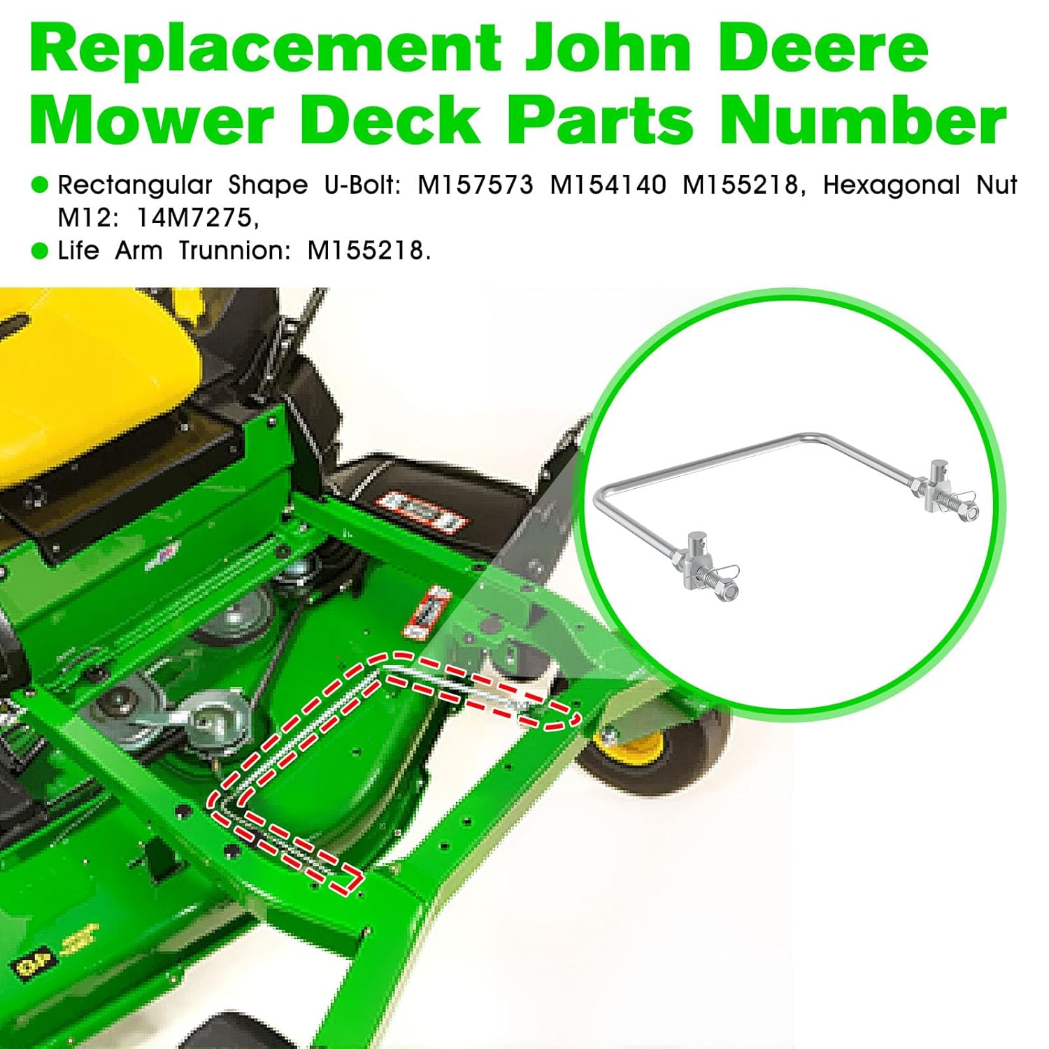 Draft Rectangular Shape U-Bolt Kit Replacement John Deere Mower Z245 Z425 Z435 Z445 Parts M157573 M154140 M155218 14M7275 M155218