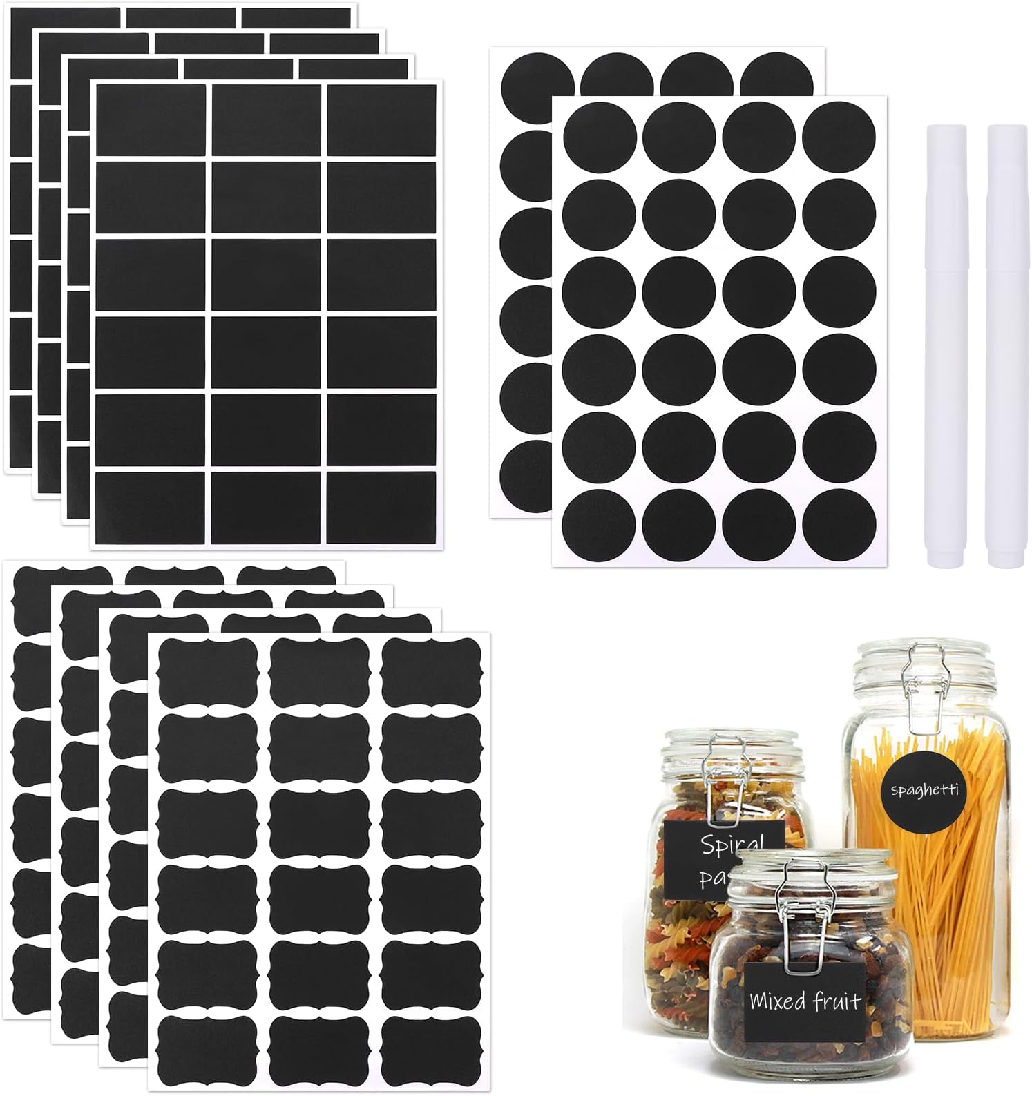 192 Pcs Reusable Chalk Labels, Chalkboard Stickers