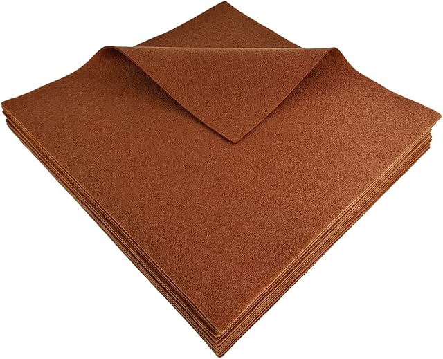 Miękki kasztanowy filc, elastyczna tkanina filcowa do ręcznej pracy, 1,4 mm grubości, 30 x 30 cm, zestaw arkuszy filcowych do projektów DIY i szycia