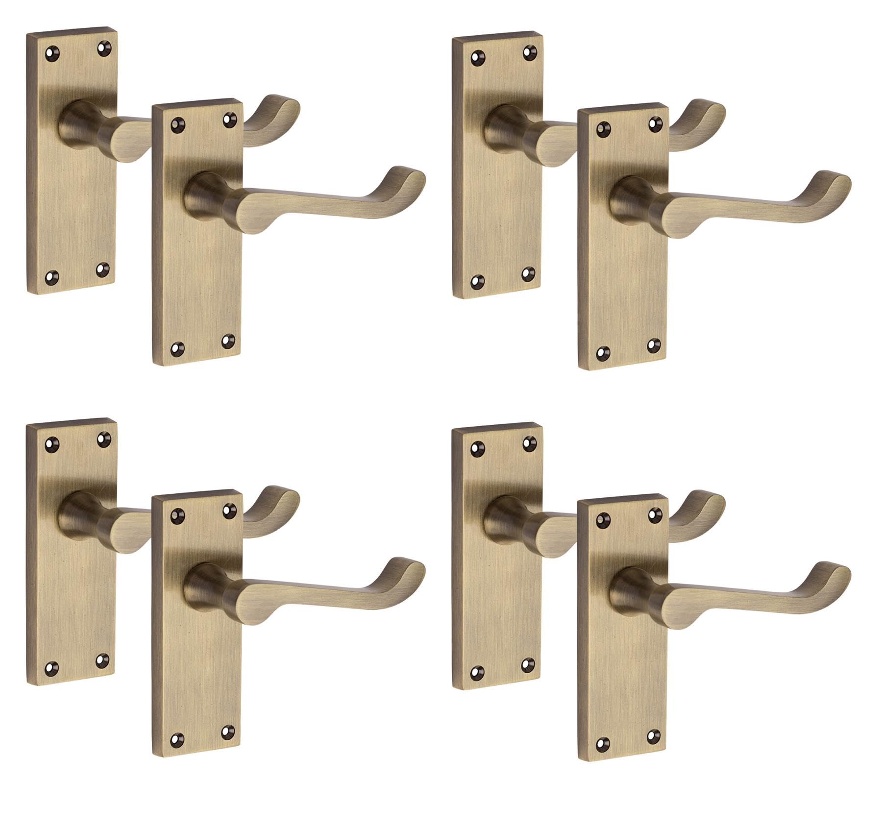 Golden Grace Antique Brass 4 Pairs Victorian Scroll Latch Handle Antqiue Brass Finish 120 X 40Mm