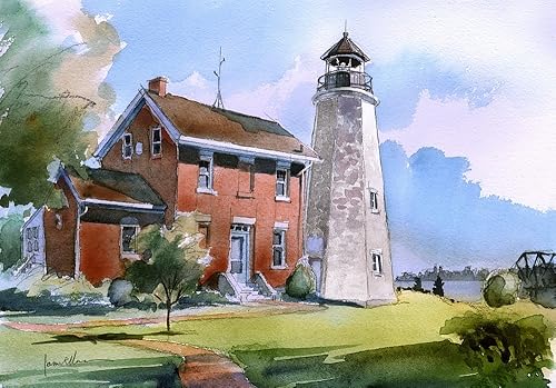 Charlotte-Genesee Lighthouse Lake Ontario Rochester New York Impresiones artísticas mate (7x10)