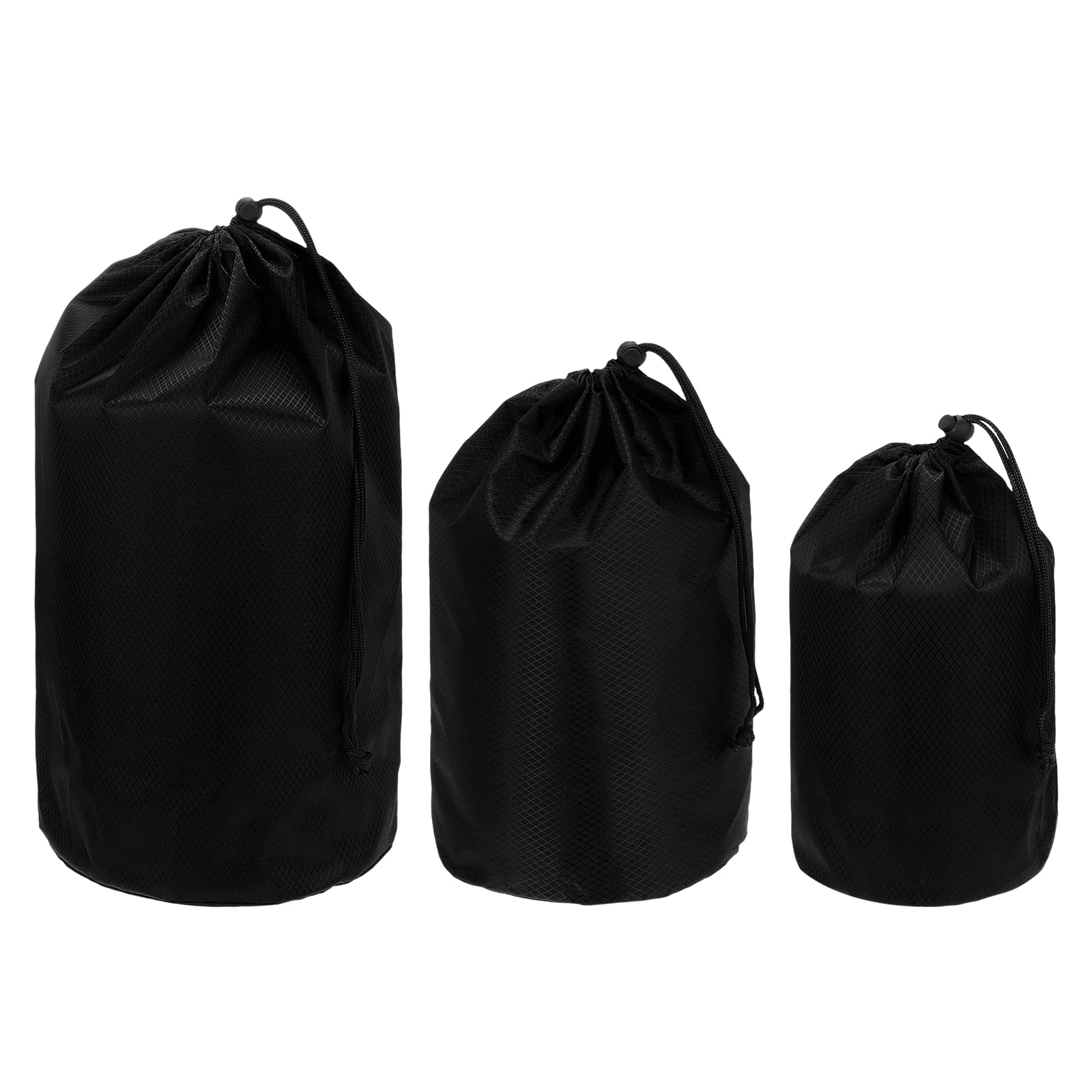 YELARXI Drawstring Bag with Toggle, Cinch Sack and Ditty Pouch Durable Portable Outdoor Ditty Bag 3 Size & 3Pcs & Black - Fitting for (Sports/Backpacking/Camping/Traveling)