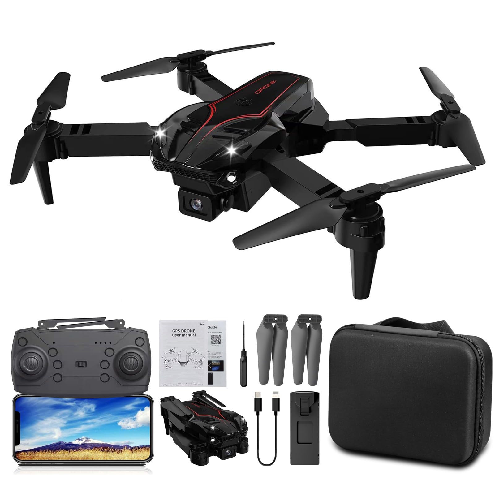 Return Pallets Liquidation Drone with 1080P HD Camera, WiFi FPV, Mini for Adults & Kids, Trajectory Flight for Pictures & Video, Toys Gifts for Boys & Girls