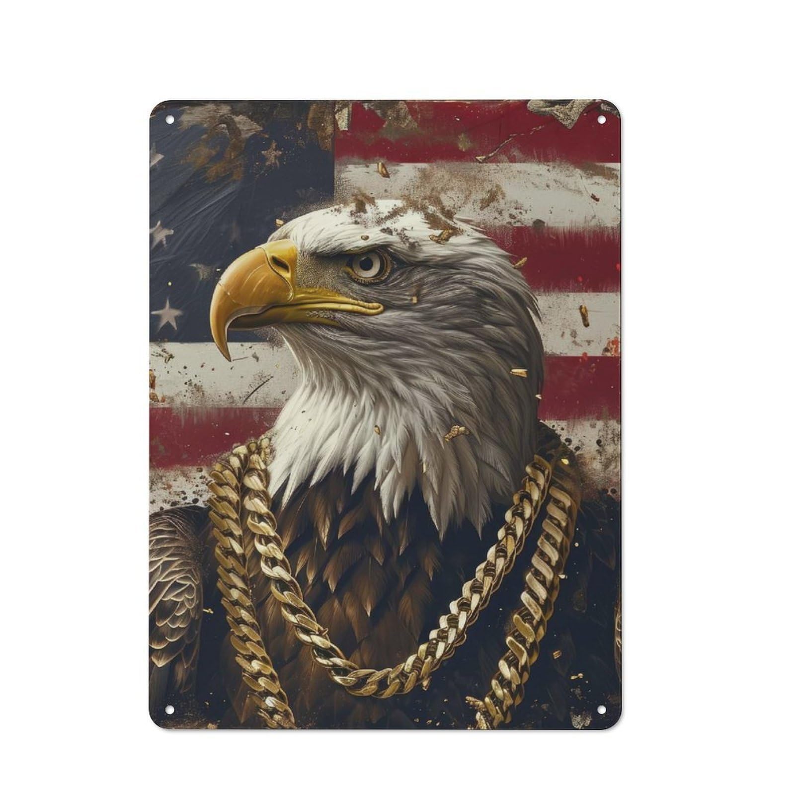 Junmoney American Bald Eagle Vintage Metal Wall Decor 40X30cm, Vintage Tin Sign For Bakery, Diner, Cafe Or Family Room